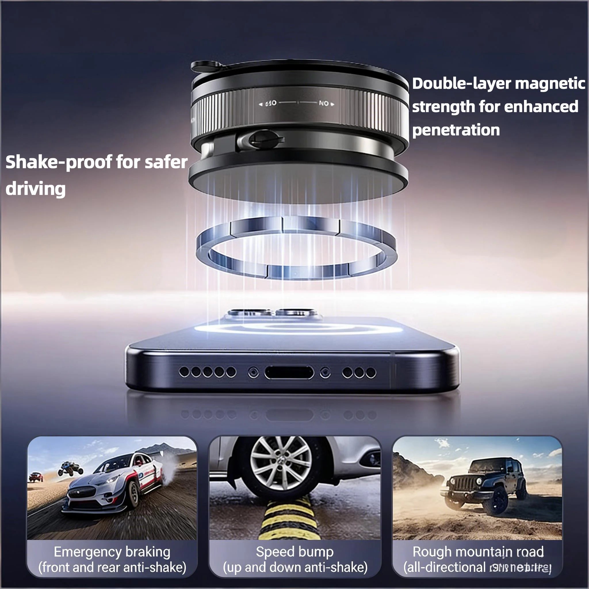 Soporte Magnético para Móvil en Coche — 360° Giratorio con Ventosa